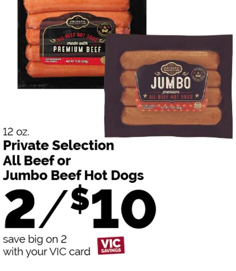 Private Selection All Beef or Jumbo Beef Hot Dogs at Harris Teeter
