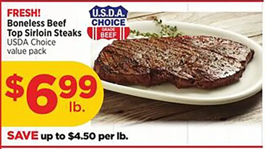 H-E-B Boneless Beef Top Sirloin Steaks
