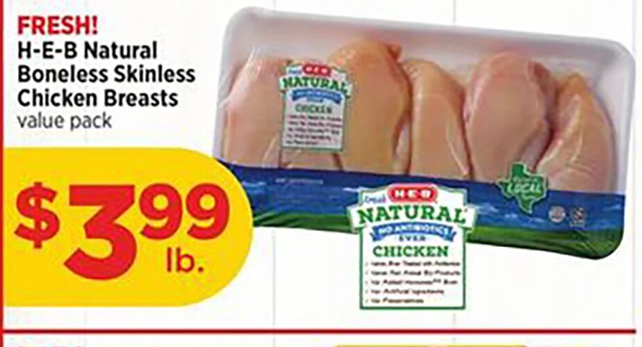 H-E-B Natural Boneless Skinless Chicken Breasts