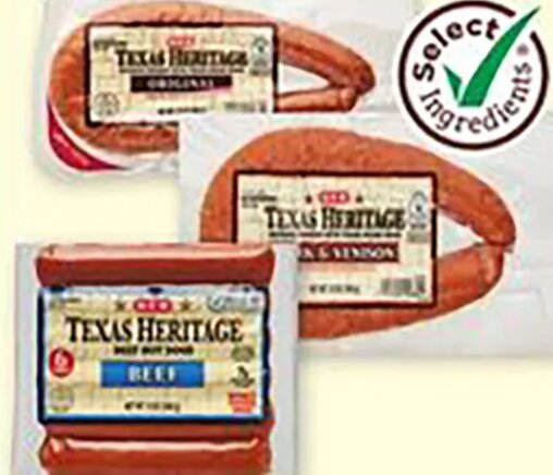 H-E-B Texas Heritage Smoked Sausage Rings, or Hot Dogs