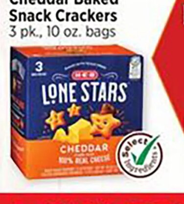 H-E-B Lone Stars Cheddar Baked Snack Crackers