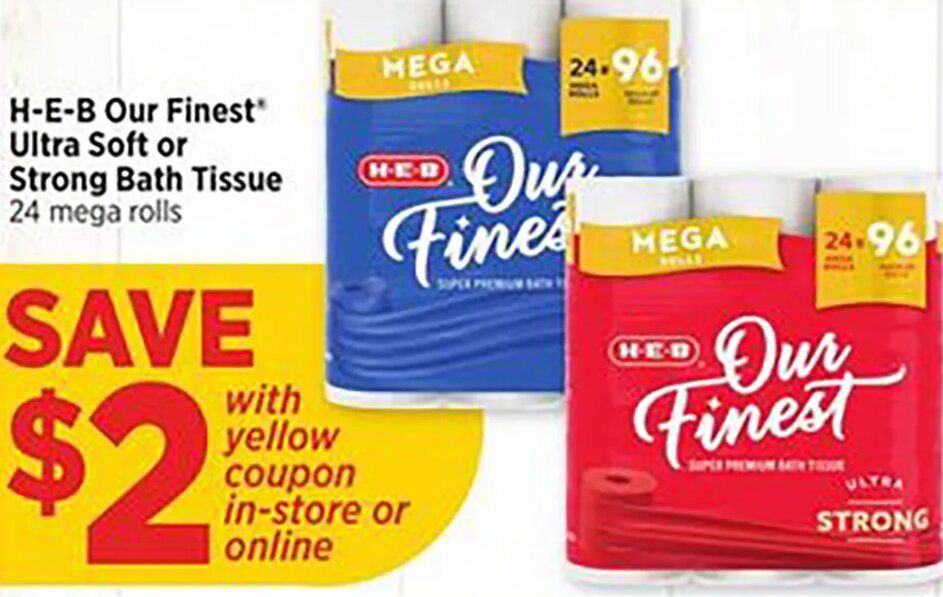 H-E-B Our Finest Ultra Soft or Strong Bath Tissue