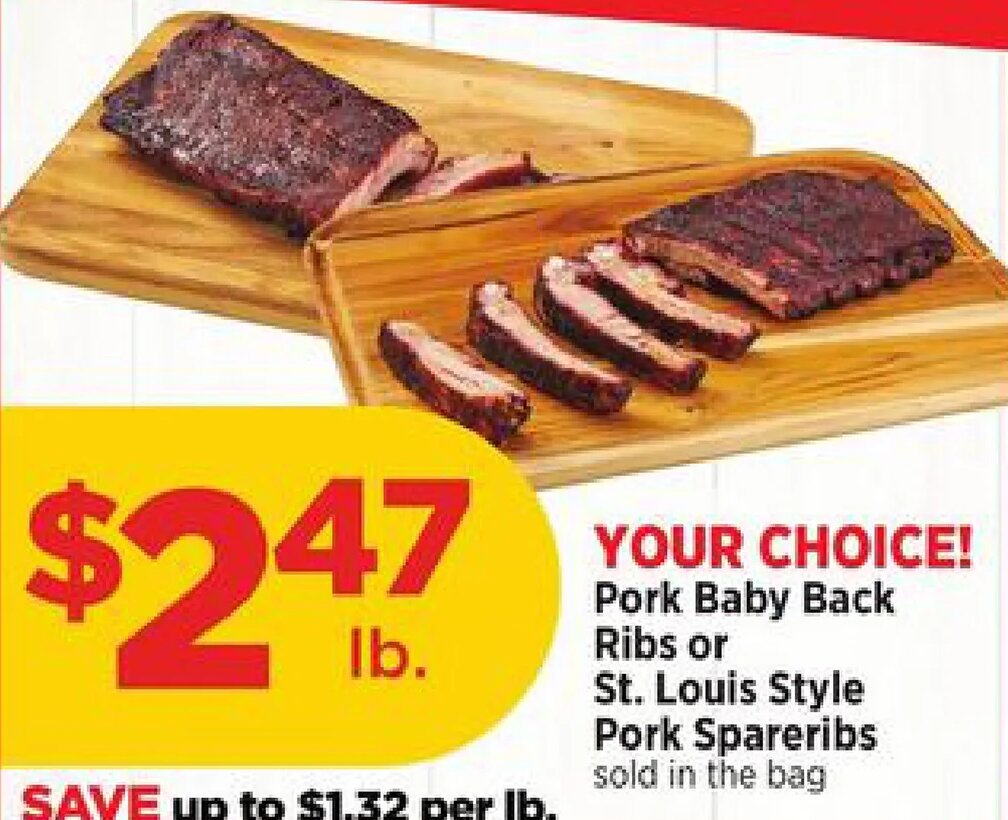 Pork Baby Back Ribs or St. Louis Style Pork Spareribs