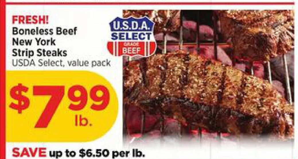 FRESH! Boneless Beef New York Strip Steaks