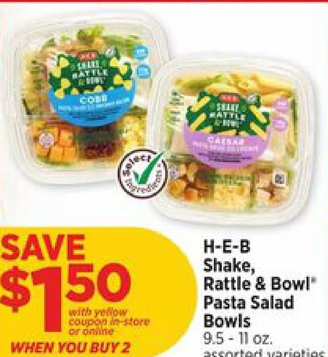 H-E-B Shake, Rattle & Bowl Pasta Salad Bowls