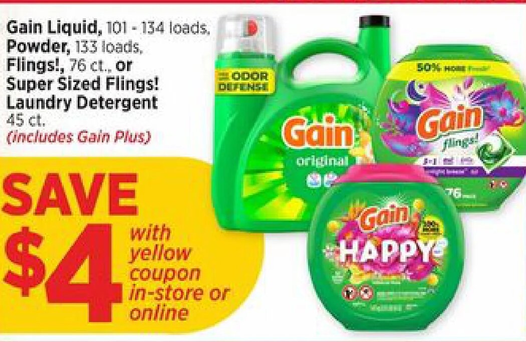 Gain Liquid, Powder, Flings!, or Super Sized Flings! Laundry Detergent
