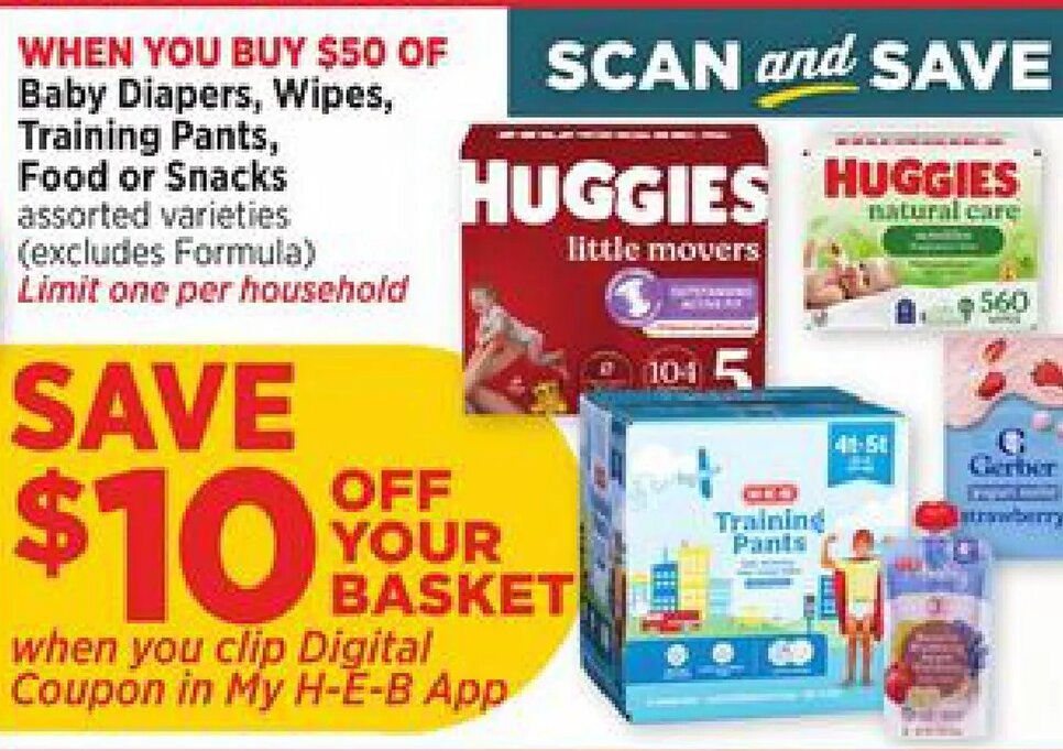 Baby Diapers, Wipes, Food or Snacks