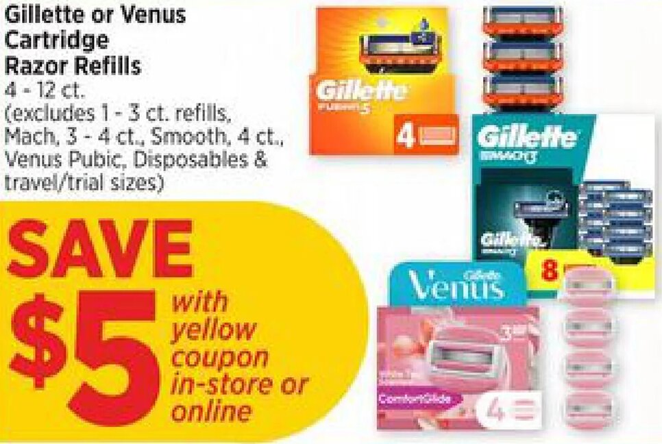 Gillette or Venus Cartridge Razor Refills