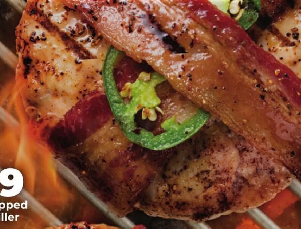 Bacon wrapped chicken griller