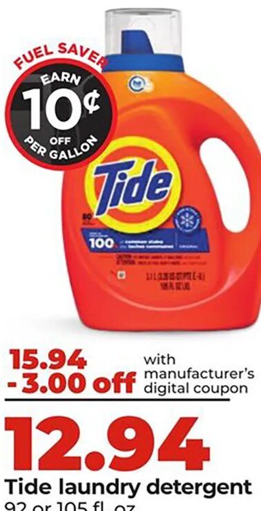 Tide laundry detergent at Hy-Vee