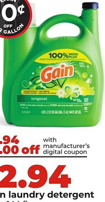 Gain laundry detergent at Hy-Vee