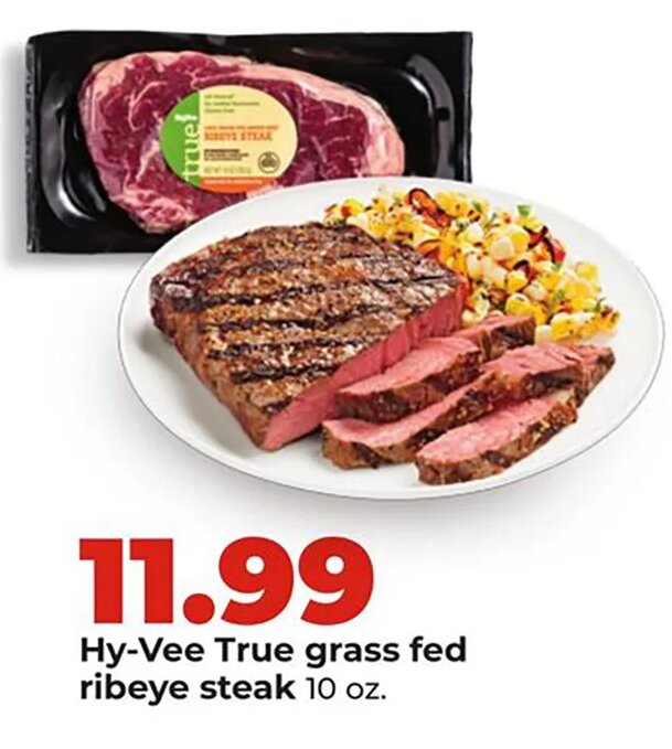 Hy-Vee True grass fed ribeye steak