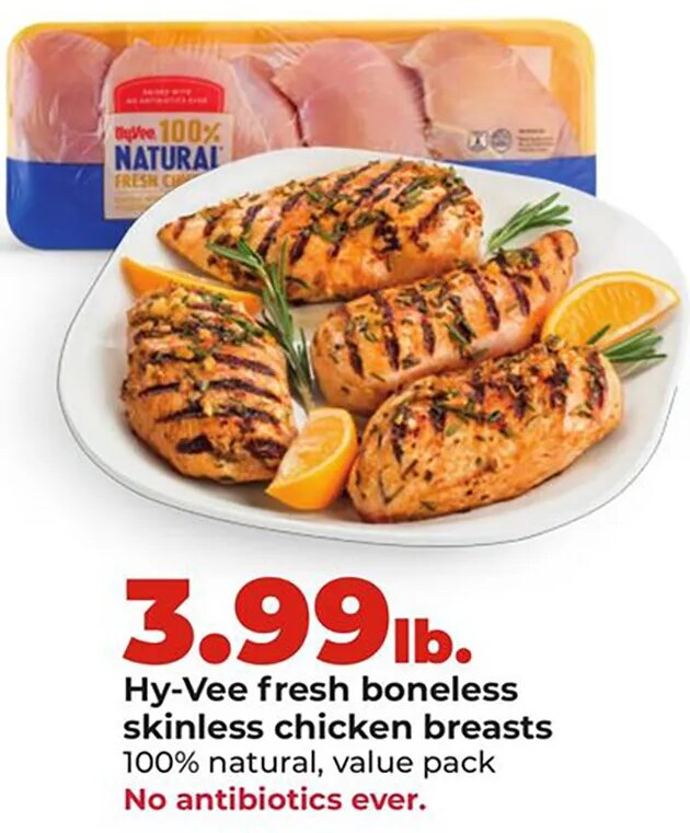 Hy-Vee fresh boneless skinless chicken breasts at Hy-Vee