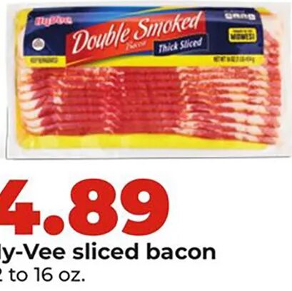 Hy-Vee sliced bacon at Hy-Vee