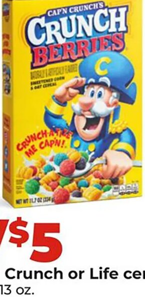 Cap'n Crunch or Life cereal at Hy-Vee