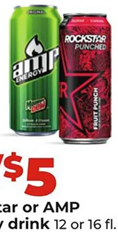 Rockstar or AMP energy drink at Hy-Vee