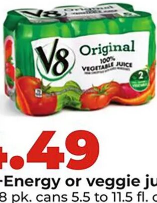 V8 +Energy or veggie juice at Hy-Vee