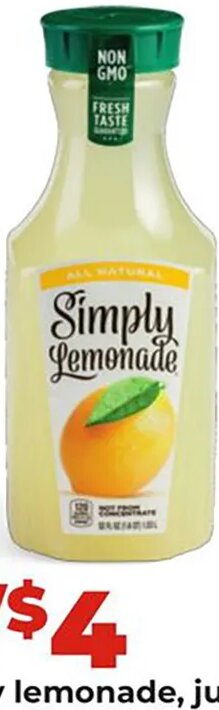 Simply lemonade, juice or Simply Gold Peak tea at Hy-Vee