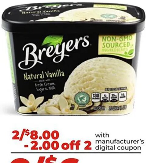 Breyers ice cream or Klondike novelties at Hy-Vee