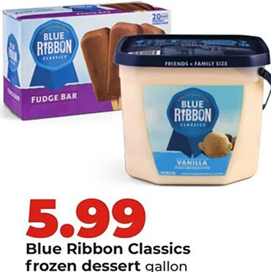 Blue Ribbon Classics frozen dessert gallon or novelties