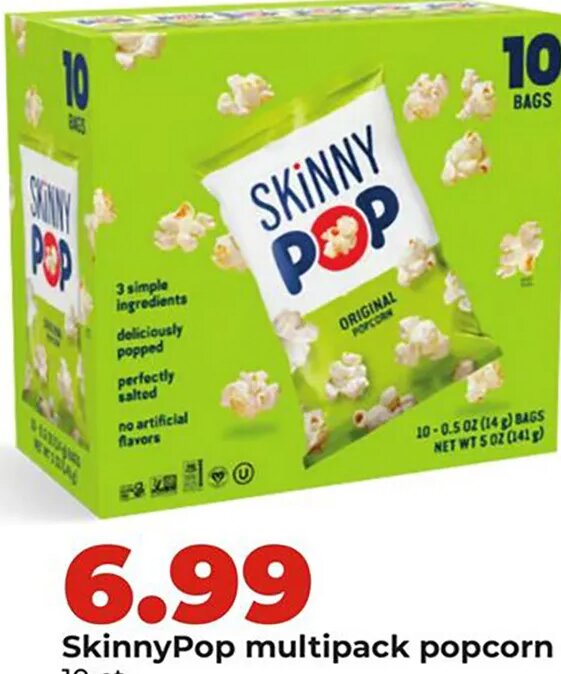 SkinnyPop multipack popcorn at Hy-Vee