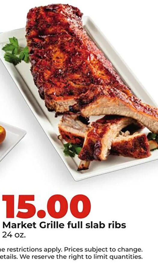 Market Grille full slab ribs at Hy-Vee