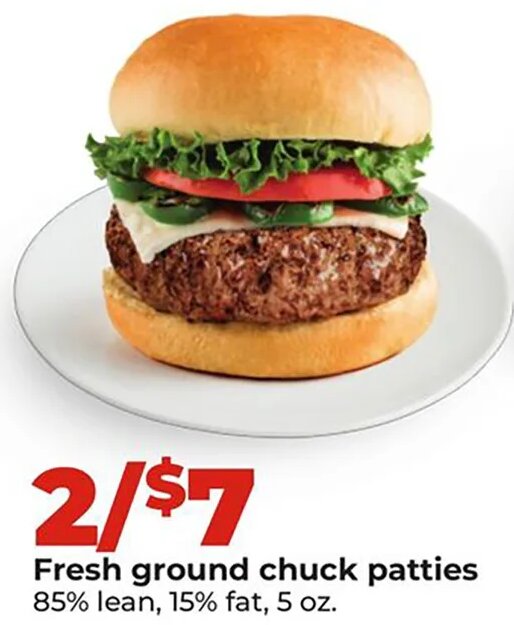 Fresh ground chuck patties at Hy-Vee