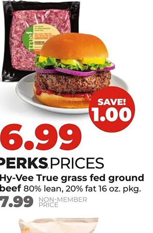 Hy-Vee True grass fed ground beef at Hy-Vee