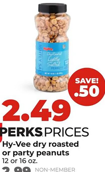 Hy-Vee dry roasted or party peanuts