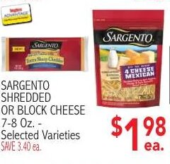 Sargento Shredded or Block Cheese