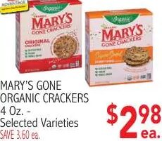 Mary's Gone Organic Crackers at Ingles Markets
