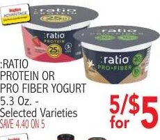 :Ratio Protein or Pro Fiber Yogurt at Ingles Markets