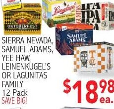SIERRA NEVADA, SAMUEL ADAMS, YEE HAW, LEINENKUGEL'S OR LAGUNITAS FAMILY