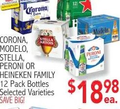 Corona, Modelo, Stella, Peroni or Heineken Family at Ingles Markets