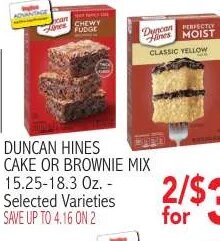 DUNCAN HINES CAKE OR BROWNIE MIX