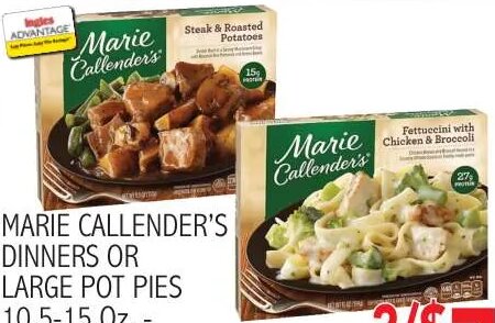 MARIE CALLENDER'S DINNERS OR LARGE POT PIES