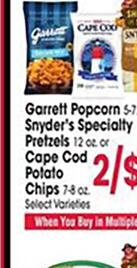 Garrett Popcorn / Snyder's / Cape Cod at Jewel-Osco