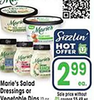 Marie's Salad Dressings or Vegetable Dips