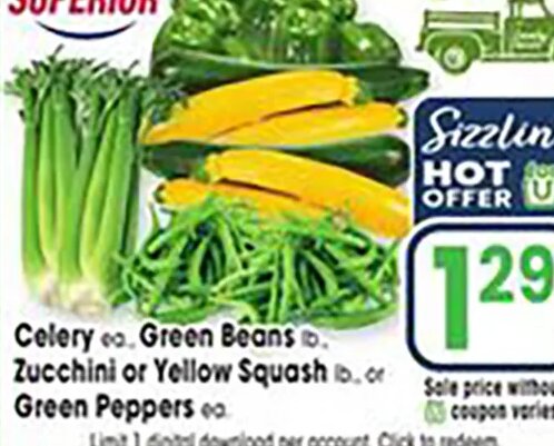Celery or Green Beans or Zucchini or Yellow Squash