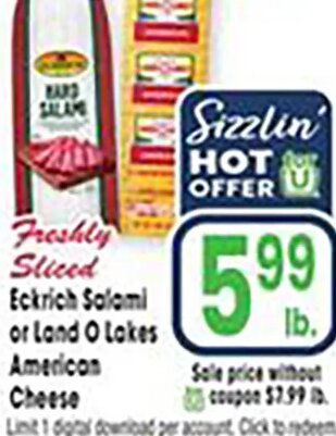Freshly Sliced Eckrich Salami or Land O Lakes Cheese at Jewel-Osco
