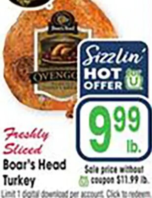 Freshly Sliced Boar's Head Turkey at Jewel-Osco