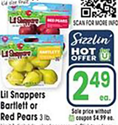 Lil Snappers Bartlett or Red Pears