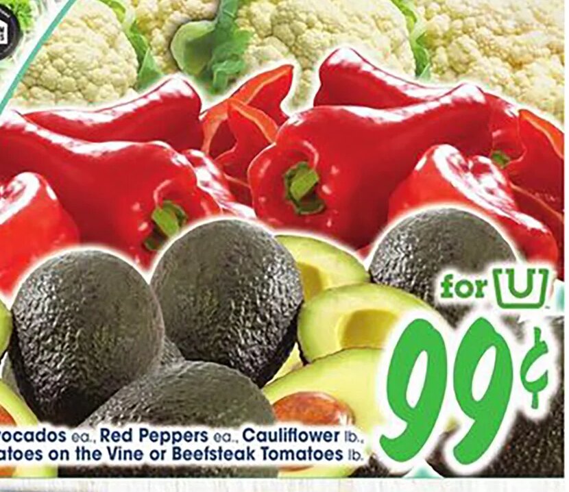 Hass Avocados / Red Peppers / Cauliflower / Tomatoes on the Vine / Beefsteak Tomatoes at Jewel-Osco