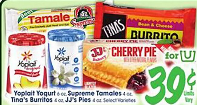 Yoplait Yogurt / Supreme Tamales / Tina's Burritos / JJ's Pies
