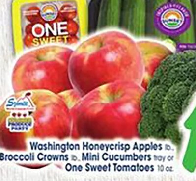 Washington Honeycrisp Apples / Broccoli Crowns / Mini Cucumbers / One Sweet Tomatoes