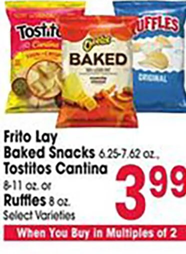 Frito Lay Baked Snacks, Tostitos Cantina or Ruffles at Jewel-Osco