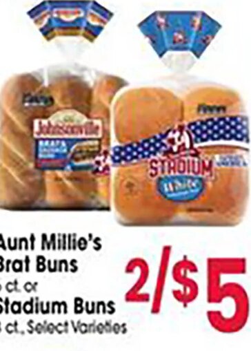 Aunt Millie's Brat Buns or Stadium Buns at Jewel-Osco