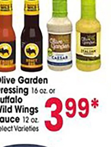 Olive Garden Dressing or Buffalo Wild Wings Sauce at Jewel-Osco