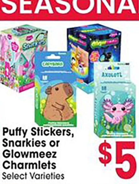 Puffy Stickers, Snarkies or Glowmeez Charmlets