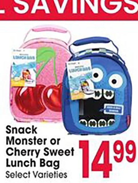 Snack Monster or Cherry Sweet Lunch Bag